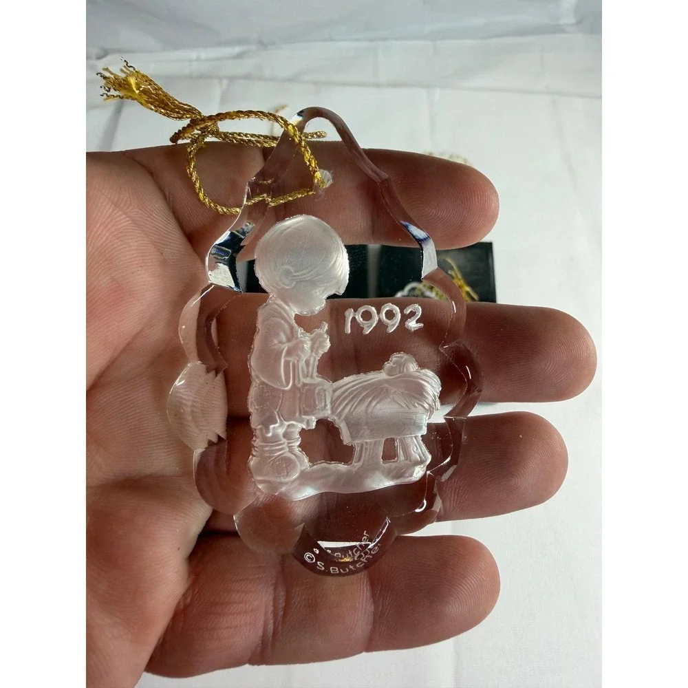 Precious Moments VTG Ornament Lot 1990 1992 1994 1995 Crystal Porcelain Enesco